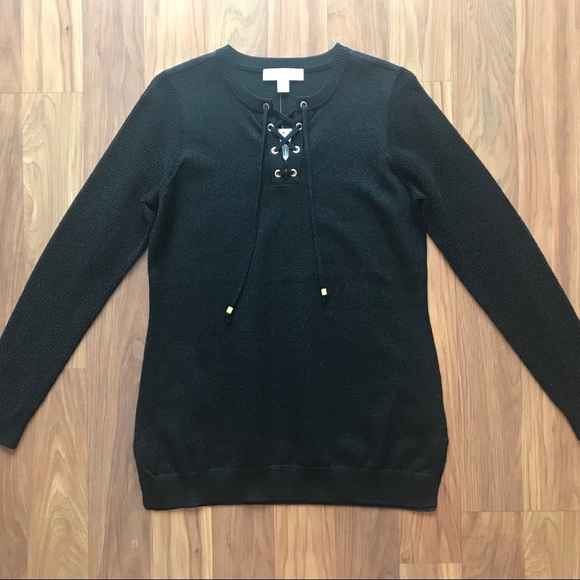MICHAEL Michael Kors Tops - NWT Michael Kors Black Lace-Up Sweater